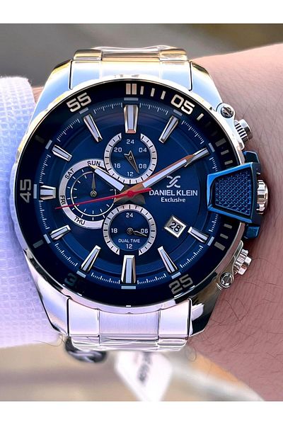 Daniel Klein Calendar Inner Functions Active Steel Band 30 Mt Water Resistant Men Wrist Watch Vs.Blkt.0469