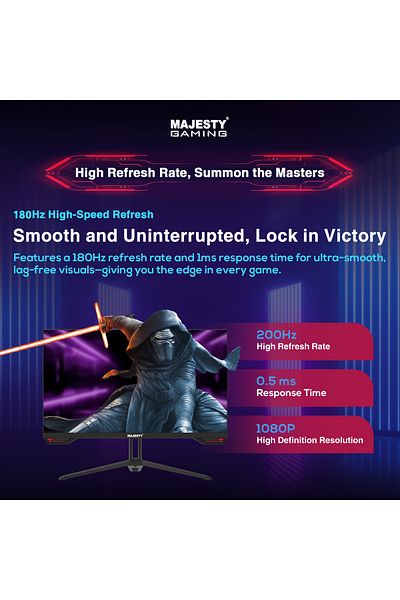 majesty 24.5" FHD Gaming Monitor | 200Hz | 0.5ms | G-SYNC | HDR | 123% sRGB | IPS | Speakers | HDMI DP | VESA