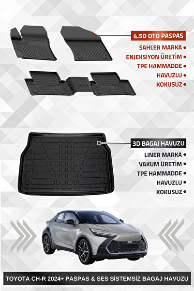 Sahler Toyota C-HR 2 2023+ Uyumlu 4.5D Premium Havuzlu Oto Paspas ve Liner Ma...