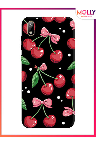Molly Huawei Y5 2019 İçin Siyah Berry Ribbon Desenli Silikon Kılıf