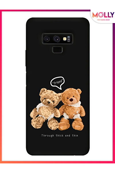 Molly Samsung Galaxy Note 9 İçin Siyah Fuzzy Friends Desenli Silikon Kılıf