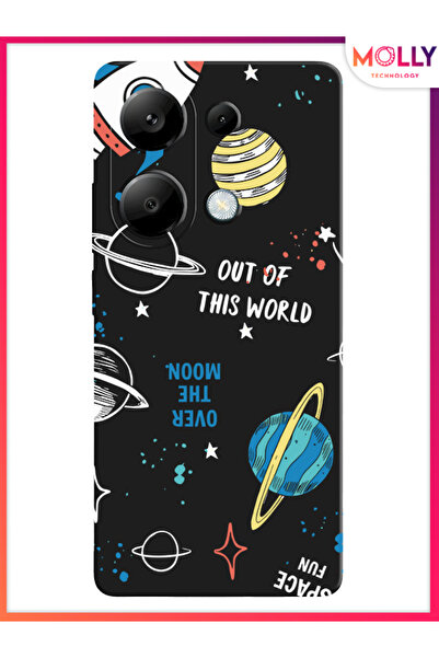 Molly حافظة سيليكون بنمط عالم جالاكتيك أسود لهاتف Xiaomi Redmi Note 13 Pro 4G