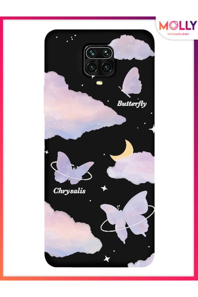 Molly حافظة سيليكون بنمط Flutterby السماوي باللون الأسود لهاتف Xiaomi Redmi N...