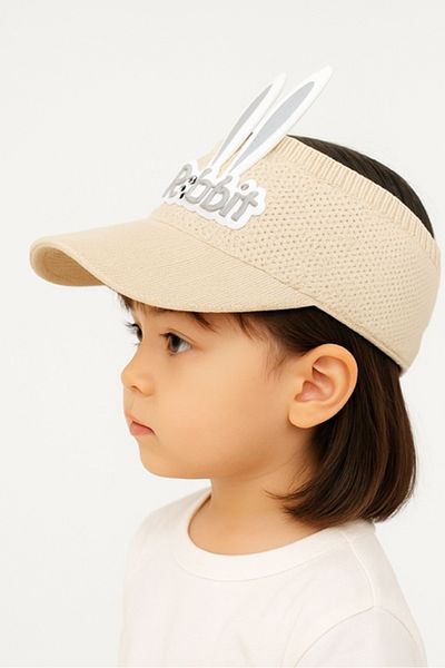 CosmoOutlet Cute Rabbit Eared Summer Sunscreen Beige Color Children's Visor Hat