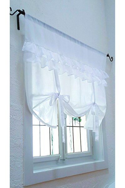 Royalty FIRFIRLI KETEN BEYAZ TÜL PERDE