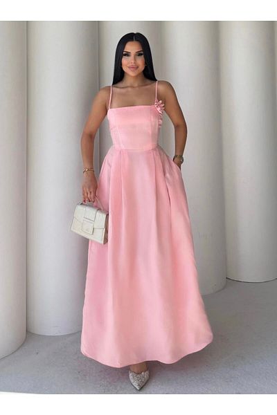 EGZOTİK ASORTİK Flower Detailed Strappy Dress