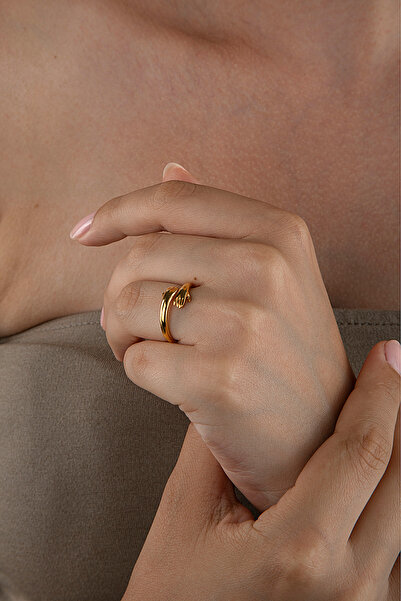 Innuendo Altın Kaplama 925 Ayar Gümüş Sarılan El - Sevgi Yüzüğü