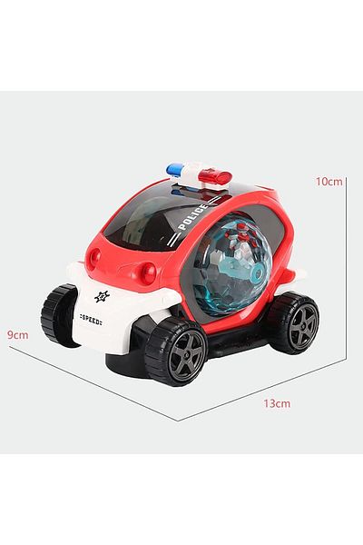 rexa Kids Police Car Toy with 360° Rotating Disco Lights & Siren Sounds - Musical Patrol Vehicle