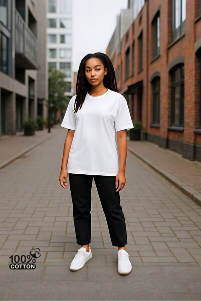 Windy Island Femei guler rotund bumbac 100% Mâneci scurte basic supradimensionat tricou