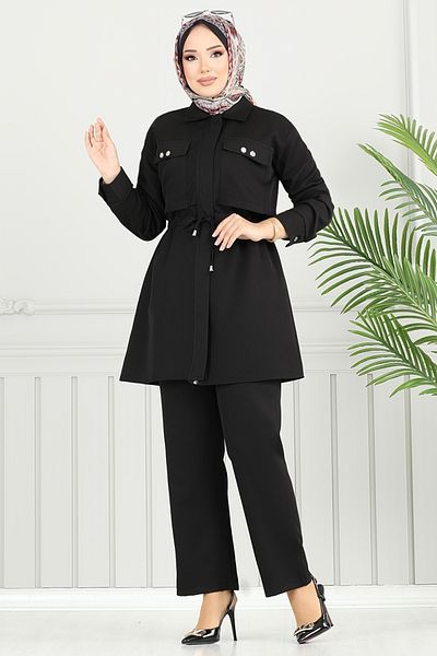 ModaMerve Hijab Suit with Pockets 23101Ukb929-M Black