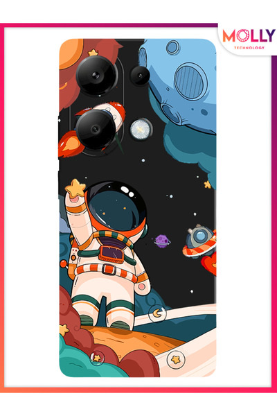 Molly حافظة سيليكون بنمط التحيات الكونية باللون الأسود لهاتف Xiaomi Redmi Not...