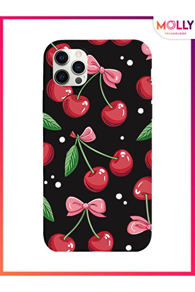 Molly حافظة سيليكون بنمط شريط التوت الأسود لهاتف آيفون 11 برو ماكس