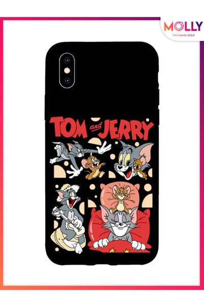 Molly حافظة سيليكون منقوشة باللون الأسود من TomJerry Tales لهاتف iPhone X