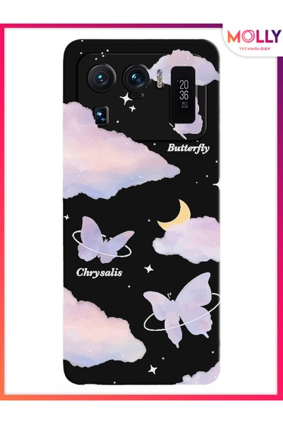 Molly حافظة سيليكون بنمط Flutterby السماوي باللون الأسود لهاتف Xiaomi Mi 11 U...