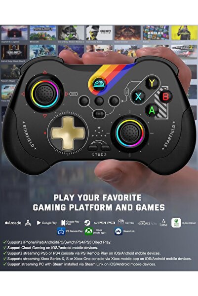 DNR Bilişim Playstation 3/4 Swich İOS-Android Tablet Telefon Laptop PC uyumlu Bluetooth Işıklı Oyun kolu