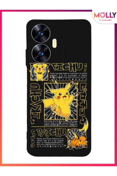 Molly Black Lightning Pika Pattern Silicone Case for Realme C55