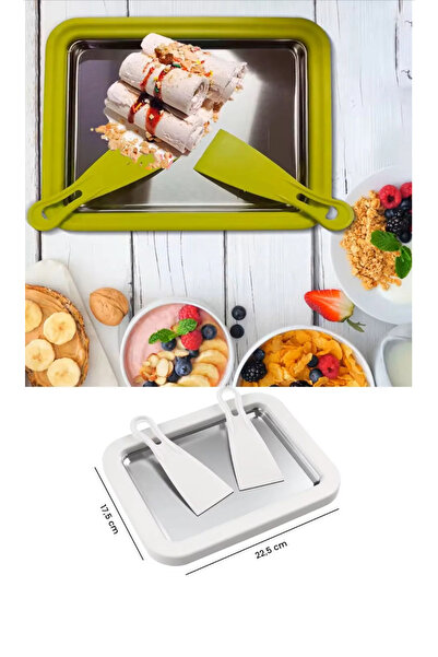 Hane216 Ev Tipi Spatulalı Kore Tarzı Rulo Dondurma Tavası Yoğurt Dondurma Bow...