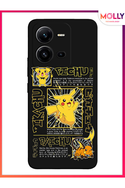 Molly Vivo V25 İçin Siyah Şimşek Pika Desenli Silikon Kılıf