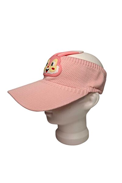 SPTEKS 2-8 Yaş Kız Çocuk Açık Pembe Renk Rabbit Figürlü Yazlık Vizör Şapka