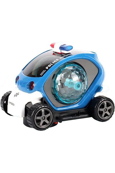 rexa Kids Police Car Toy with 360° Rotating Disco Lights & Siren Sounds - Musical Patrol Vehicle