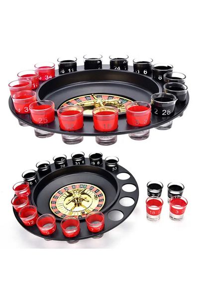 Wolawood Shot Glass Roulette Game Set 16-Piece Fun Party Casino Roulette Board Game Gift Entertainment Set
