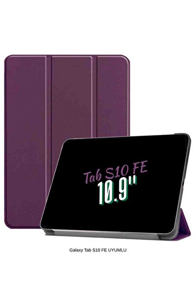 Fuchsia Galaxy Tab S10 FE Uyumlu 10.9" Katlanabilen Standlı Smart Cover Akıllı Tablet Kılıfı
