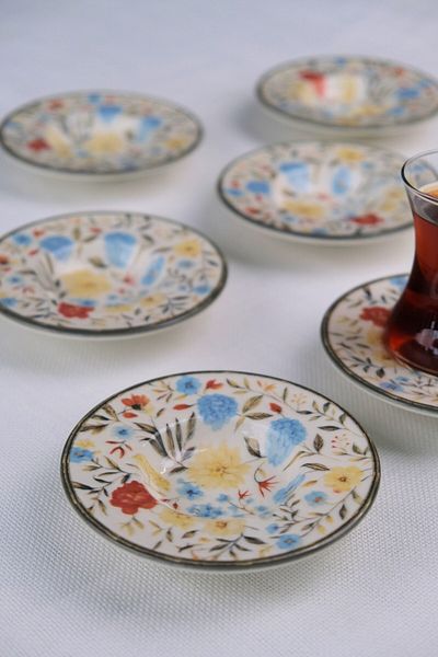 tabakevi Plate House Porcelain Fiori Tea Plate Set 12cm 6 Pieces Bns6Ctprs1217