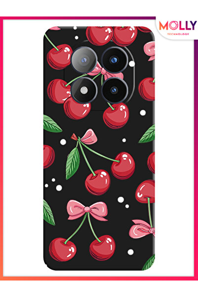 Molly Xiaomi Redmi 14 Pro Plus İçin Siyah Berry Ribbon Desenli Silikon Kılıf