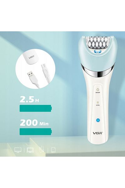 VGR Epilator V-703, 5 In 1, For Legs, Body, Bikini, Underarms, Waterproof Ipx 4, 1400mah Battery
