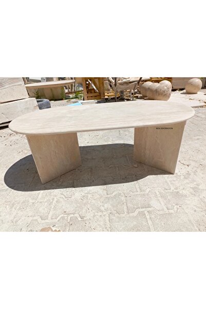 niza dekorasyon DOĞAL TRAVERTEN V AYAK ORTA SEHPA