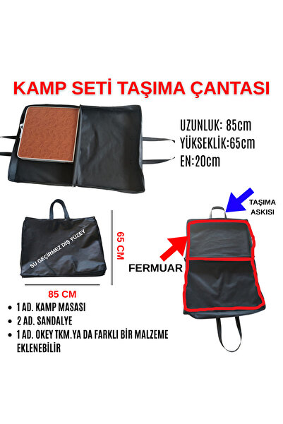 RS JANTİ STORE Kamp Seti Taşıma Çantası Su Geçirmez Masa Sandalye Çantası Dayanıklı & Fermuarlı 85x65x20 cm