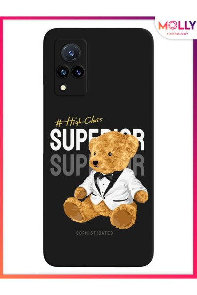 Molly Black Dapper Teddy Pattern Silicone Case for Vivo V21