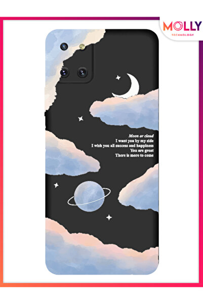 Molly Samsung Galaxy Note 10 Lite İçin Siyah Celestial Serenity Desenli Silik...