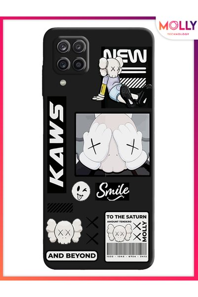 Molly حافظة سيليكون بنمط الفوضى باللون الأسود لهاتف سامسونج جالاكسي A12