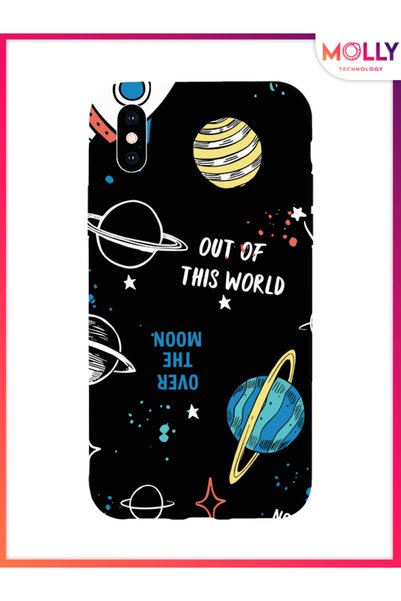 Molly Black Galactic World Pattern Silicone Case for iPhone X