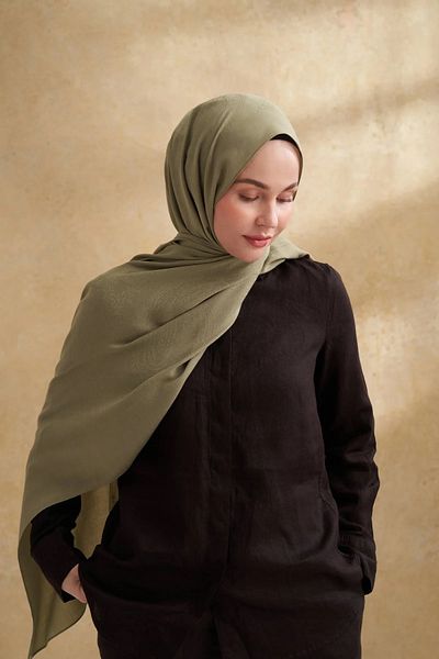 ARMANDA Linen Green Lyocell Nomade Pattern Shawl 3354