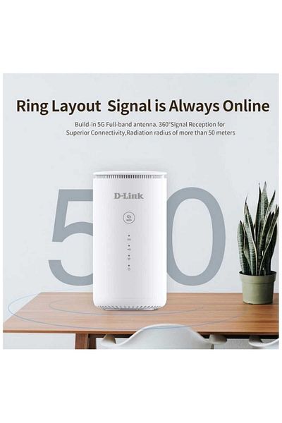 D-Link DWR-2000U 5G Router Wi-Fi 6 A X 1800 Supports up to 32 users SIM card slot Supports all networks White