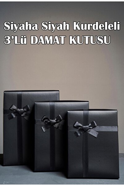 Dantelux Siyaha Siyah Kurdeleli 3'Lü Damat Kutusu