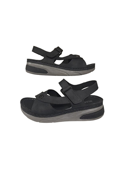 MULEX Sandale anatomice confortabile cu velcro negre