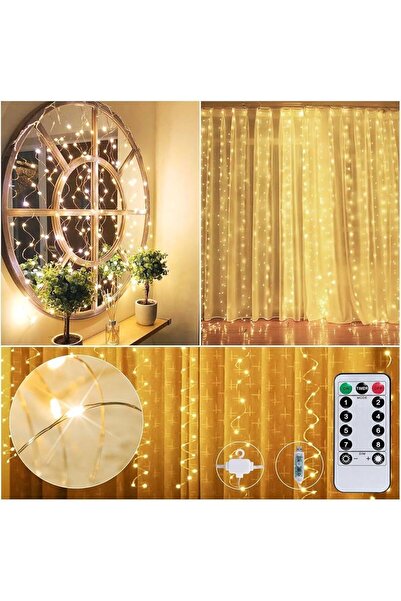 borayris Perde Led Mx3m Kumandalı 8 Fonksıyonlu 300 Ledli 10 Sarkıtlı Usb Gir...