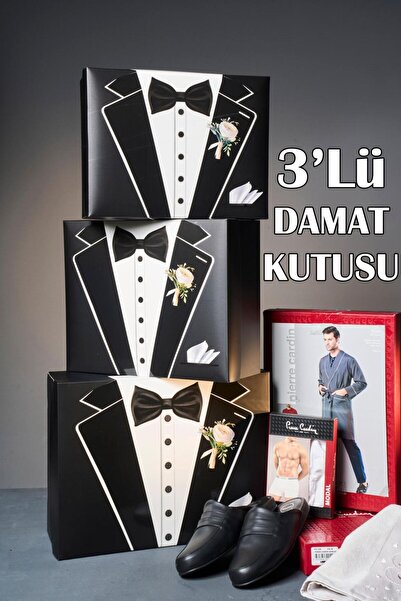 Dantelux Smokin Desenli 3'Lü Damat Kutusu