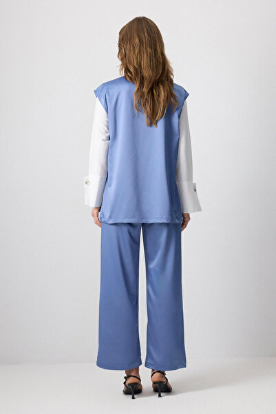 Touché Privé Kruvaze Vest Pants Satin Set