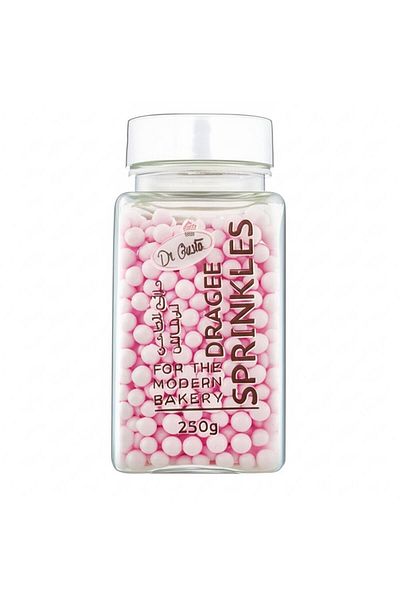 Dr. Gusto 4 mm Baby Pink Sugar Beads 250 g – Cake and Dessert Decoration Sugar