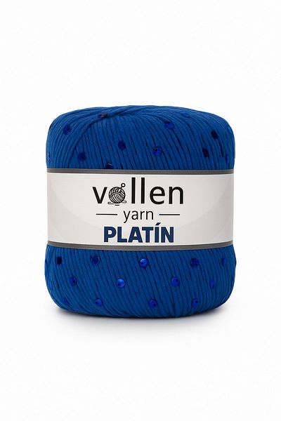 vollen yarn خيط محبوك من الترتر البلاتيني، كروشيه لامع وصوف متوافق مع السيخ، أزرق ساكس