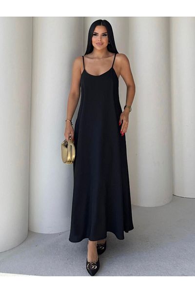 EGZOTİK ASORTİK Wide Cut Dress with Adjustable Straps and Pockets