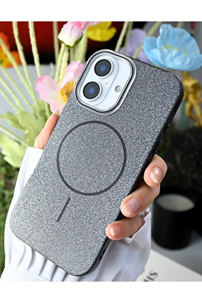 Go Aksesuar Iphone 16 Uyumlu Glitter Magsafe Özellikli Renkli Silikon Kılıf