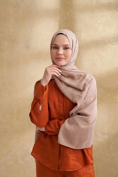 ARMANDA Beige Cotton Modal Aden Pattern Shawl 3355