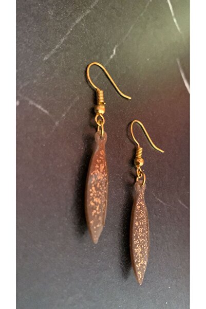MISS GOLDEN Brown Gold Color Small Symmetrical Shape Gold Accessory Dangle Epoxy Earrings Gift
