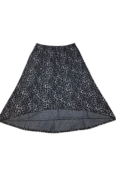 ECE GİYİM Women's Elastic Waist Leopard Patterned Large Size Fish Skirt