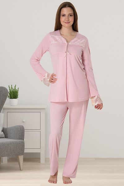 by İGP Long Sleeve Stylish Maternity Maternity Adjustable Waisted Pajama Set